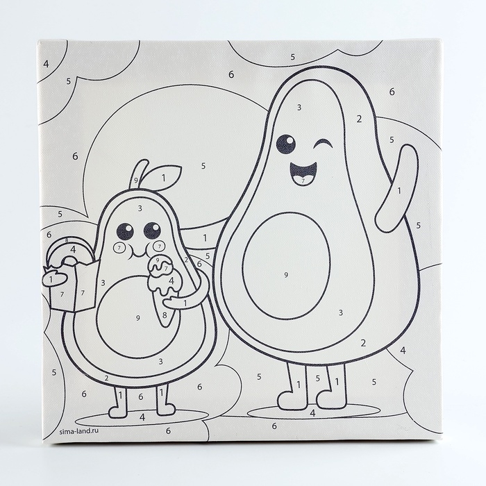 Картина по номерам на холсте с подрамником для детей «Авокадо с мороженым», 17 х 17 см Картина по номерам на холсте с подрамником для детей «Авокадо с мороженым», 17 х 17 см