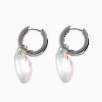 Серьги со съёмным элементом "Сердце", цвет радужный в серебре