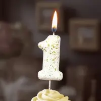 Свеча в торт "Белые брызги", цифра "1"