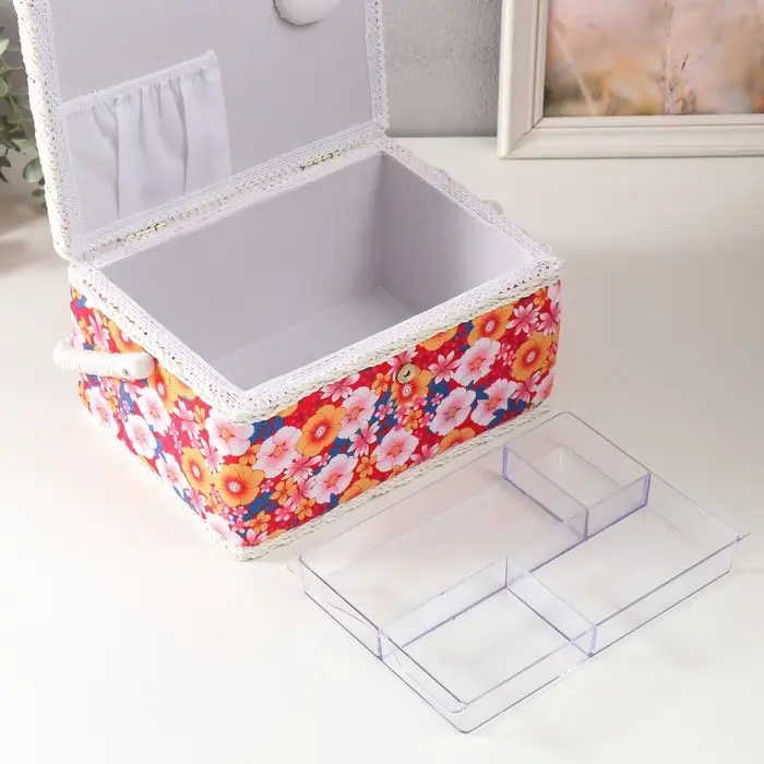 Шкатулка для рукоделия и шитья &laquo;Японский сад&raquo;, хранение ниток, иголок, мелочи, 19&times;26&times;14.5 см