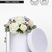 Коробка подарочная круглая, шляпная, белая, 23&times;23 см