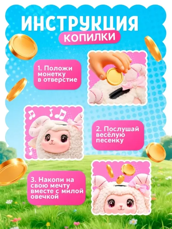 Музыкальная игрушка ZABIAKA &laquo;Весёлая овечка&raquo;, копилка