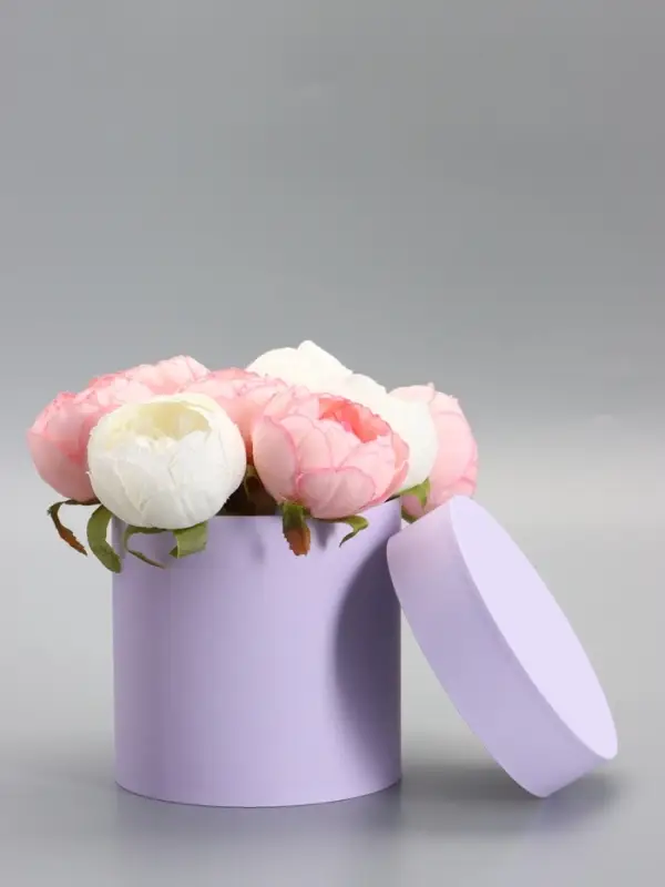 Шляпная коробка сирень, 15 х 15 см