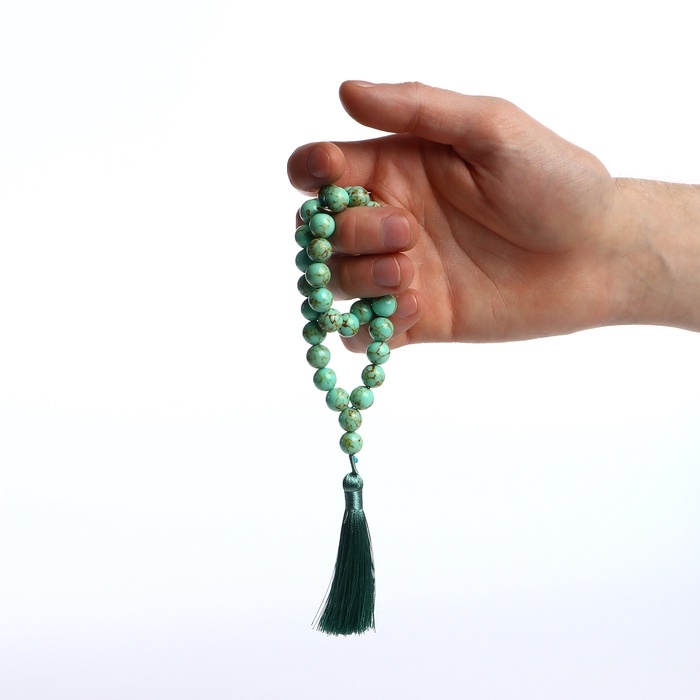 Чётки мусульманские шар №10 «Бирюза старая», 35 бусин через перемычку Чётки мусульманские шар №10 «Бирюза старая», 35 бусин через перемычку