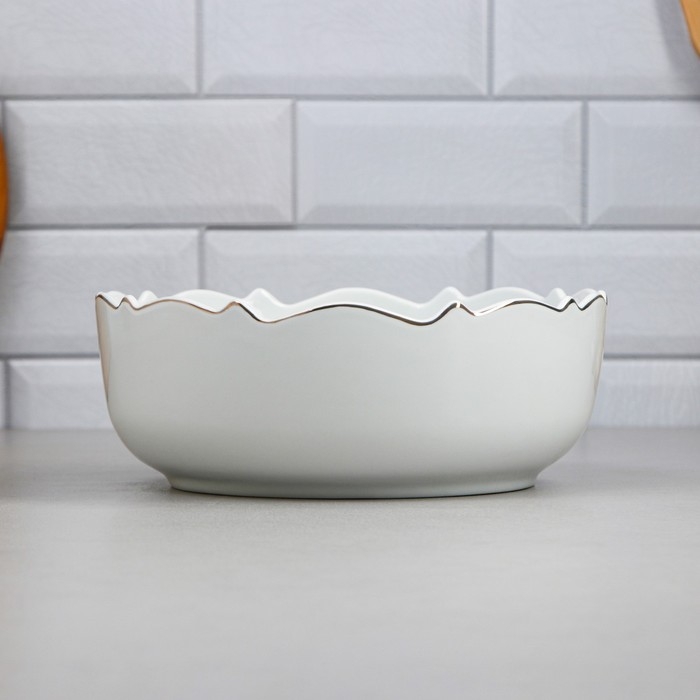 Салатник Wave, 3 л, золотая обводка, фарфор, Иран Салатник Wave, 3 л, золотая обводка, фарфор, Иран