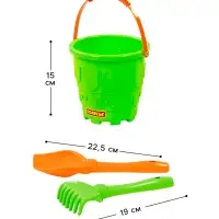 Набор игрушек для песочницы, 7 предметов: ведро, лопатка, грабельки, формочки, МИКС
