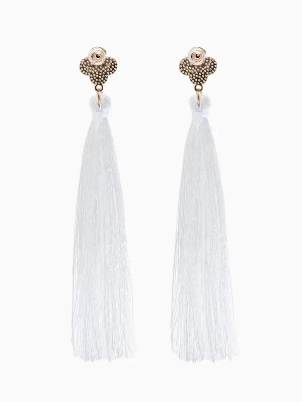 Серьги &laquo;Кисти&raquo;, белые в золоте, L кисти 8.7 см