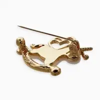 Брошь "Лошадка-Качалка, единорог, цвет белый в золоте