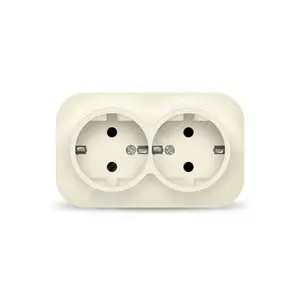 Розетка двухместная серия IONICH, с/з, о/у, 16А, 220В, слоновая кость (ivory)