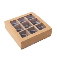 Коробка для 9 конфет, крафт, 13.5×13.5×3.2 см
