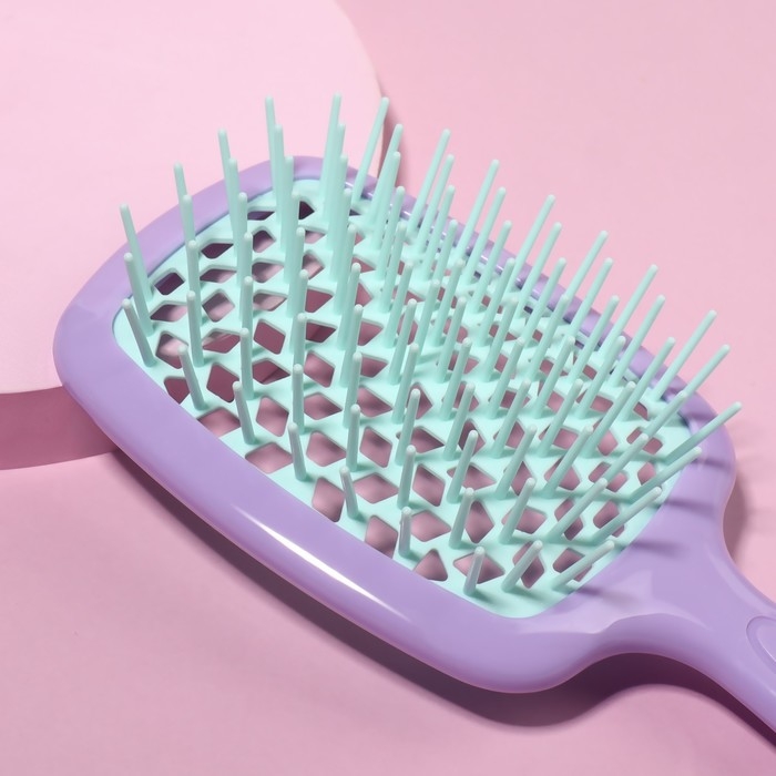 Расчёска массажная, широкая, вентилируемая, 8,5 × 20,5 см, PVC коробка, цвет сиреневый/бирюзовый Расчёска массажная, широкая, вентилируемая, 8,5 × 20,5 см, PVC коробка, цвет сиреневый/бирюзовый