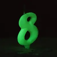 Свеча для торта цифра &laquo;Люминесцентная&raquo;, 5.5 см, цифра 8