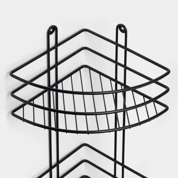 Полка для ванной угловая 3-ярусная, 20&times;20&times;66 см, чёрная