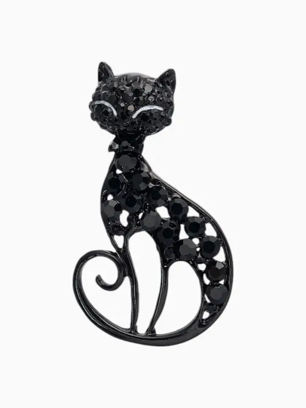 Брошь &laquo;Кошка&raquo;, грациозная, чёрная
