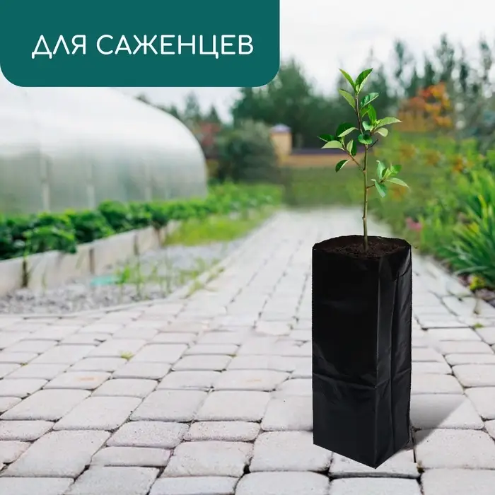Пакет для рассады, 10 л, 14×45 см, полиэтилен, толщина 120 мкм, с перфорацией, чёрный, Greengo