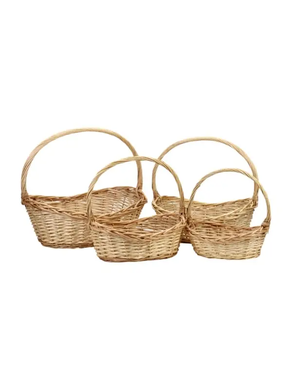 Набор корзин 4 шт плетеных 51х40х14 43х33х13 38х28х10 26х19х11 см ПЛЕТ ручка h=_ см BROWN