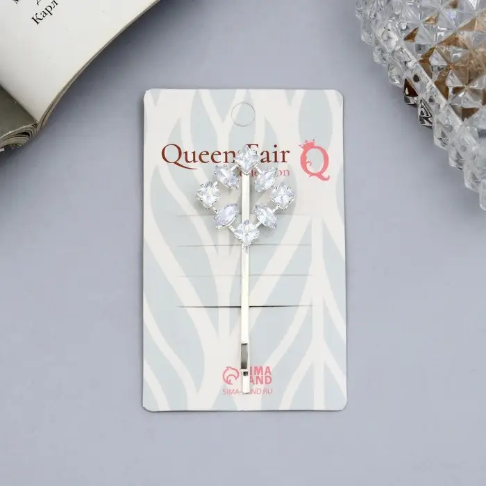 Невидимка для волос «Вивьен», куб, 5 см, серебро