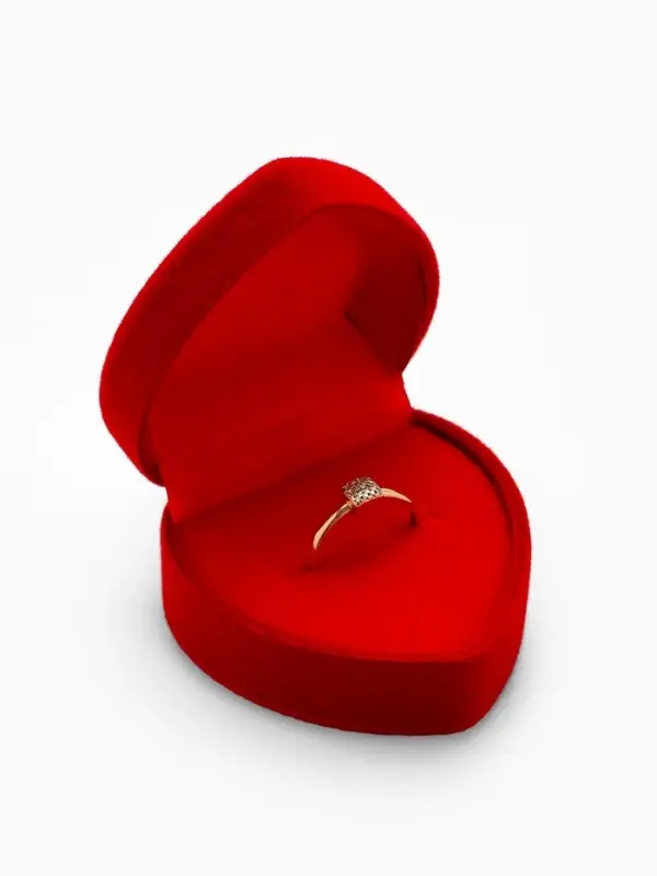 Футляр под кольцо, серьги &laquo;Сердце с рамкой из точек&raquo;, бархатный, 4.5&times;4.5 см, красный