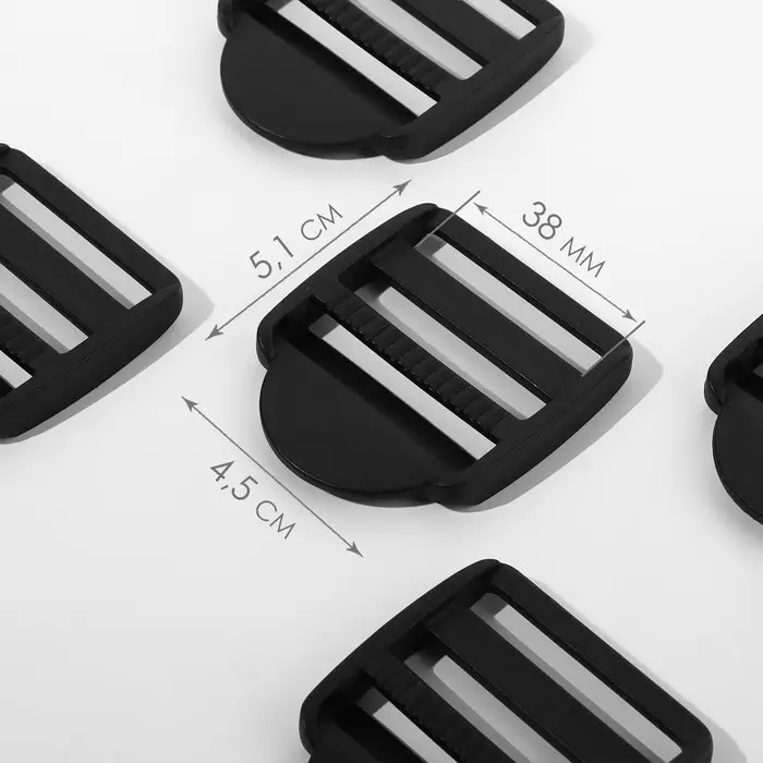 Пряжка регулирующая, трёхщелевая, вн. ширина=38 мм, s=3.5 мм, 10 шт., чёрная Пряжка регулирующая, трёхщелевая, вн. ширина=38 мм, s=3.5 мм, 10 шт., чёрная