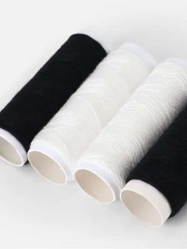 Набор ниток &laquo;Домино&raquo;, 40S/2, 46 м, 4 шт., белый, чёрный