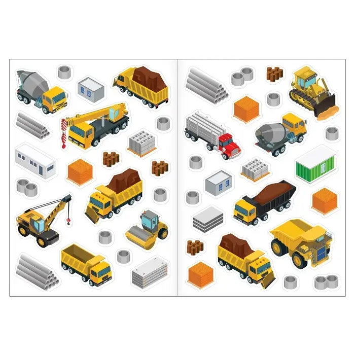 Наклейки многоразовые &laquo;Машины на стройке&raquo;, книжка-раскладушка