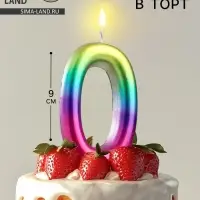 Свеча в торт &laquo;Цифра 0&raquo;, 9 см