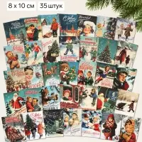 Мини-открытка новогодняя, набор 35 шт. &laquo;С Новым годом!&raquo;, 8&times;10 см, оживающая открытка