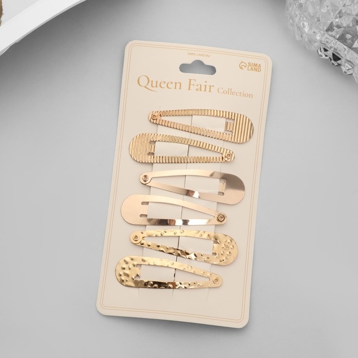 Невидимка для волос  Невидимка для волос "Ажурная" (набор 6 шт) ассорти, 5 см, золото