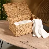 Корзинка прямоугольная с крышкой, 40×25×18 см, водный гиацинт Корзинка прямоугольная с крышкой, 40×25×18 см, водный гиацинт
