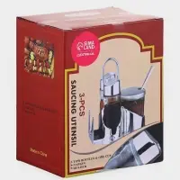 Набор для специй Доляна &laquo;Стиль&raquo;, 3 предмета: сахарница с ложкой 80 мл, солонка и перечница 50 мл, подставка-салфетница, стекло, прозрачный