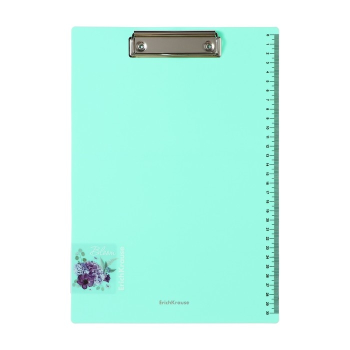 Планшет пластиковый с зажимом А4, ErichKrause Планшет пластиковый с зажимом А4, ErichKrause "Matt Pastel Bloom", шкала 30см, в пакете, МИКС