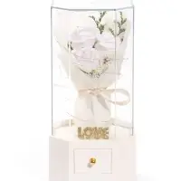 Шкатулка декоративная &laquo;Роза Love&raquo;, с подсветкой, 3хААА,, LN1445, 10&times;10&times;20.5 см, белая