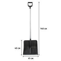 Лопата д/уборки снега МЕТЕЛИЦА  41x40х140см пластик/ковш с р/ж алюмин/черен