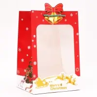 Пакет подарочный ламинированный с окном «Рождественский звон», тиснение 30×20×16 см, красный Пакет подарочный ламинированный с окном «Рождественский звон», тиснение 30×20×16 см, красный