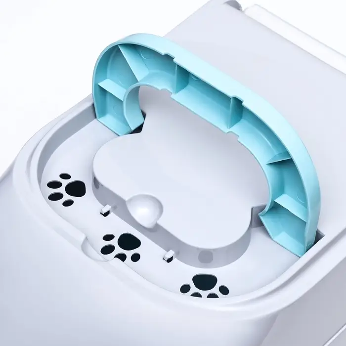 Туалет-домик для кошек закрытый с дверцей 43&times;32&times;33 см, бирюзово-серый