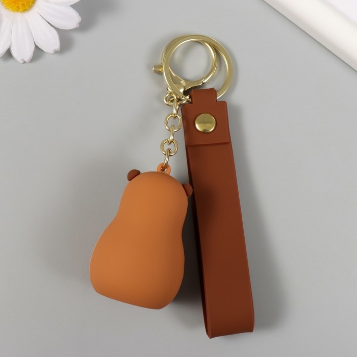 Брелок резина с карабином, ремешком Брелок резина с карабином, ремешком "Капибара с сопелькой" 3,7х3,7х5,5 см