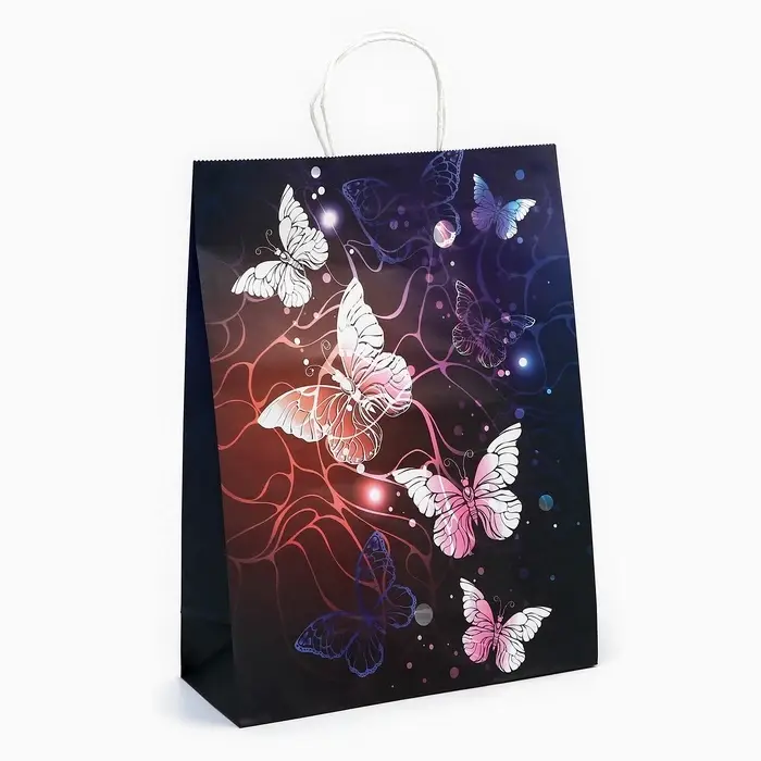 Пакет подарочный крафт, «Бабочки», 31×41.5×12 см, 120 г/м² Пакет подарочный крафт, «Бабочки», 31×41.5×12 см, 120 г/м²