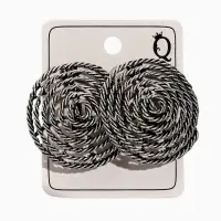 Клипсы "Винтаж" круг из веревки, цвет чернёное серебро Клипсы "Винтаж" круг из веревки, цвет чернёное серебро