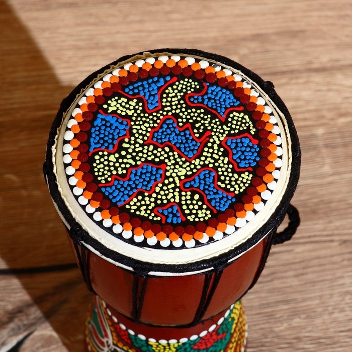 Сувенирный музыкальный инструмент Сувенирный музыкальный инструмент "Барабан Джембе Разноцветный" 13x13x24 см, МИКС
