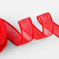Лента капроновая &laquo;Блёстки&raquo;, 25 мм, 18&plusmn;1 м, красная
