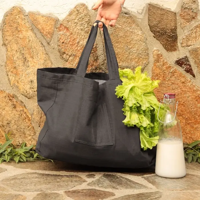 Сумка изо льна двухсторонняя SL HOME Linear bag, 67&times;35 см