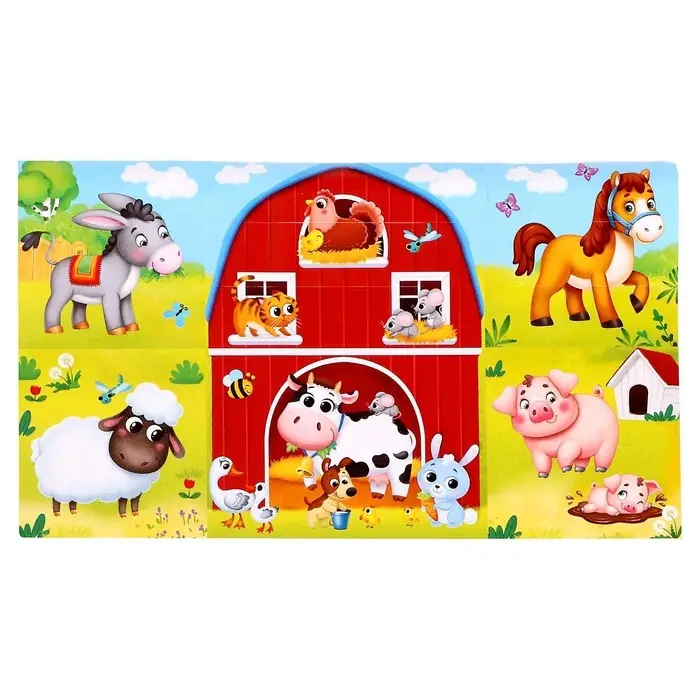 Конструктор пластиковый &laquo;Весёлая ферма&raquo;, 18 деталей, по методике Монтессори