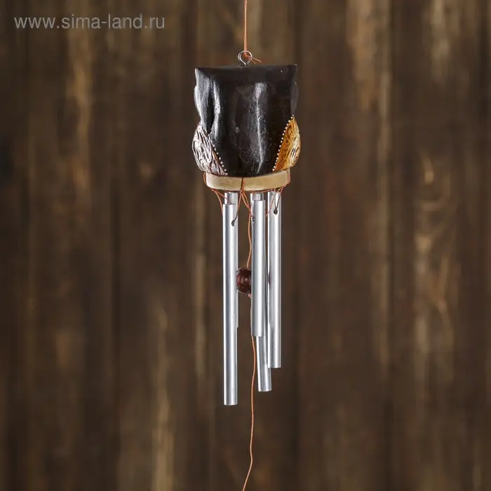 Музыка ветра Музыка ветра "Сова с цветочками" дерево, металл 5х5х40 см