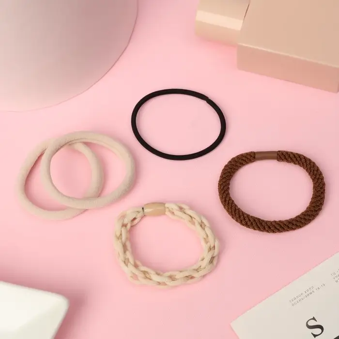 Резинка для волос "Жанет" (набор 5 шт) крупное плетение, 5 см