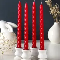 Свечи витые ароматизированные 1,9х24 см (набор 4 шт) 40 гр, 8 ч, вишня