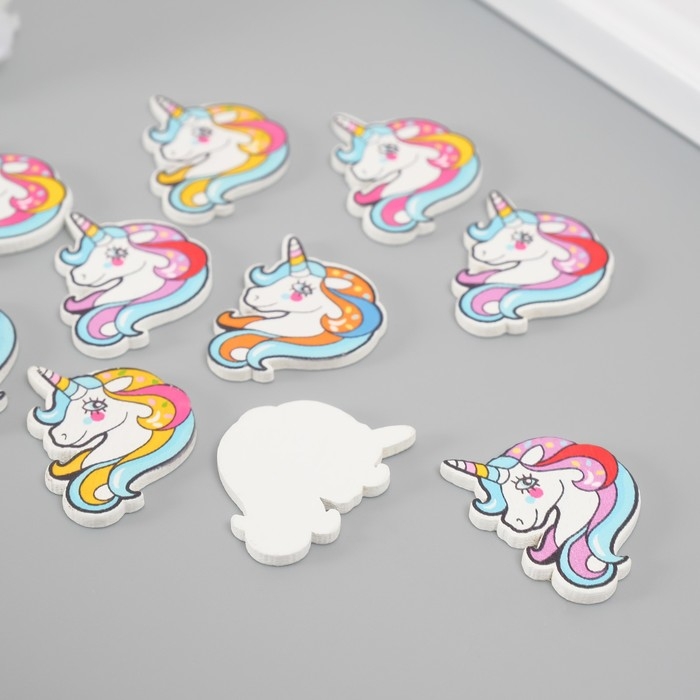 Декор для творчества дерево Декор для творчества дерево "Голова единорога" набор 10 шт 2,4х3 см