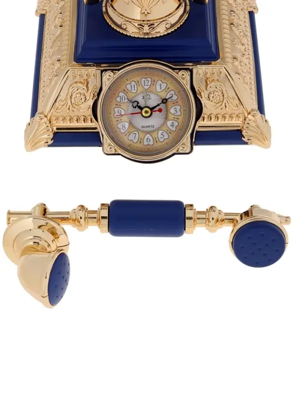 Часы-светильник &laquo;Ретро телефон&raquo;, синий, с будильником, 28.5&times;18&times;18 см