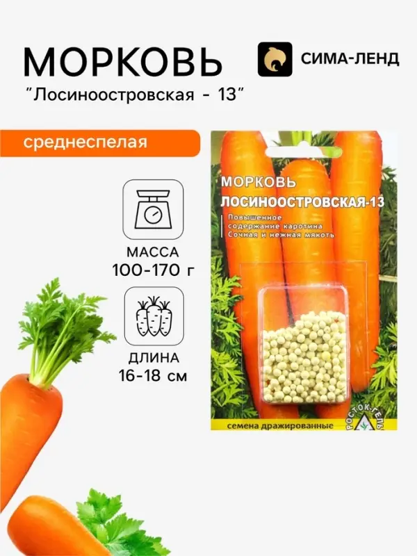 Семена Морковь &laquo;Лосиноостровская - 13&raquo;, простое драже, 300 шт.