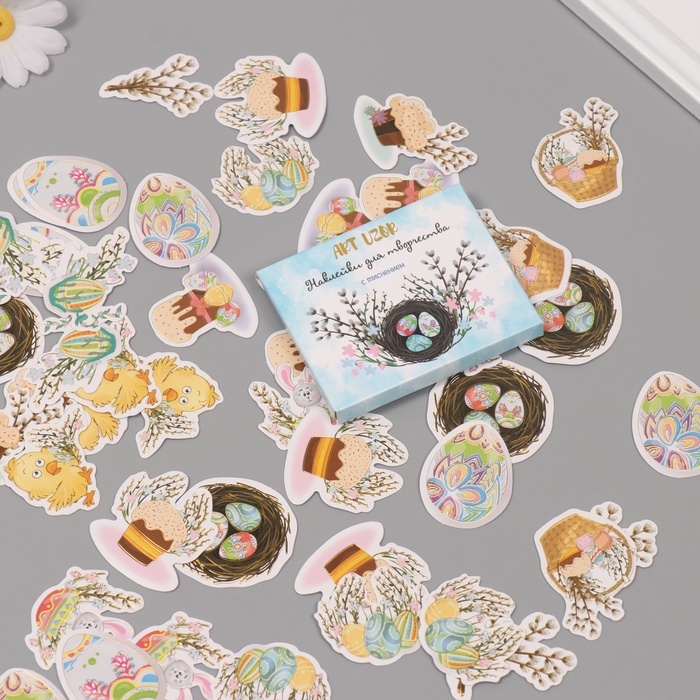 Наклейки для творчества Наклейки для творчества "Праздник Светлой Пасхи" тиснение золото набор 48 шт 9х7х0,8 см