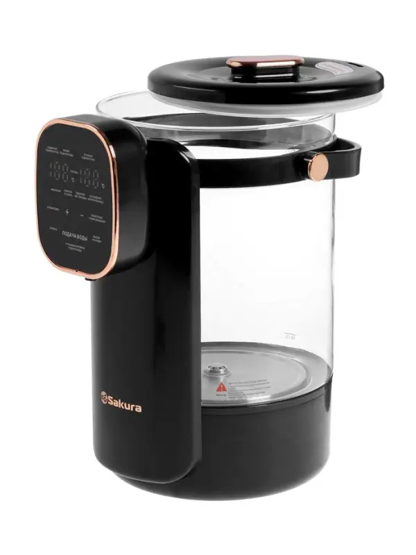 Термопот Sakura SA-1375BK, 1200 Вт, 3 л, 45-100°С, сенсор, LCD дисплей, стекло, черный Термопот Sakura SA-1375BK, 1200 Вт, 3 л, 45-100°С, сенсор, LCD дисплей, стекло, черный